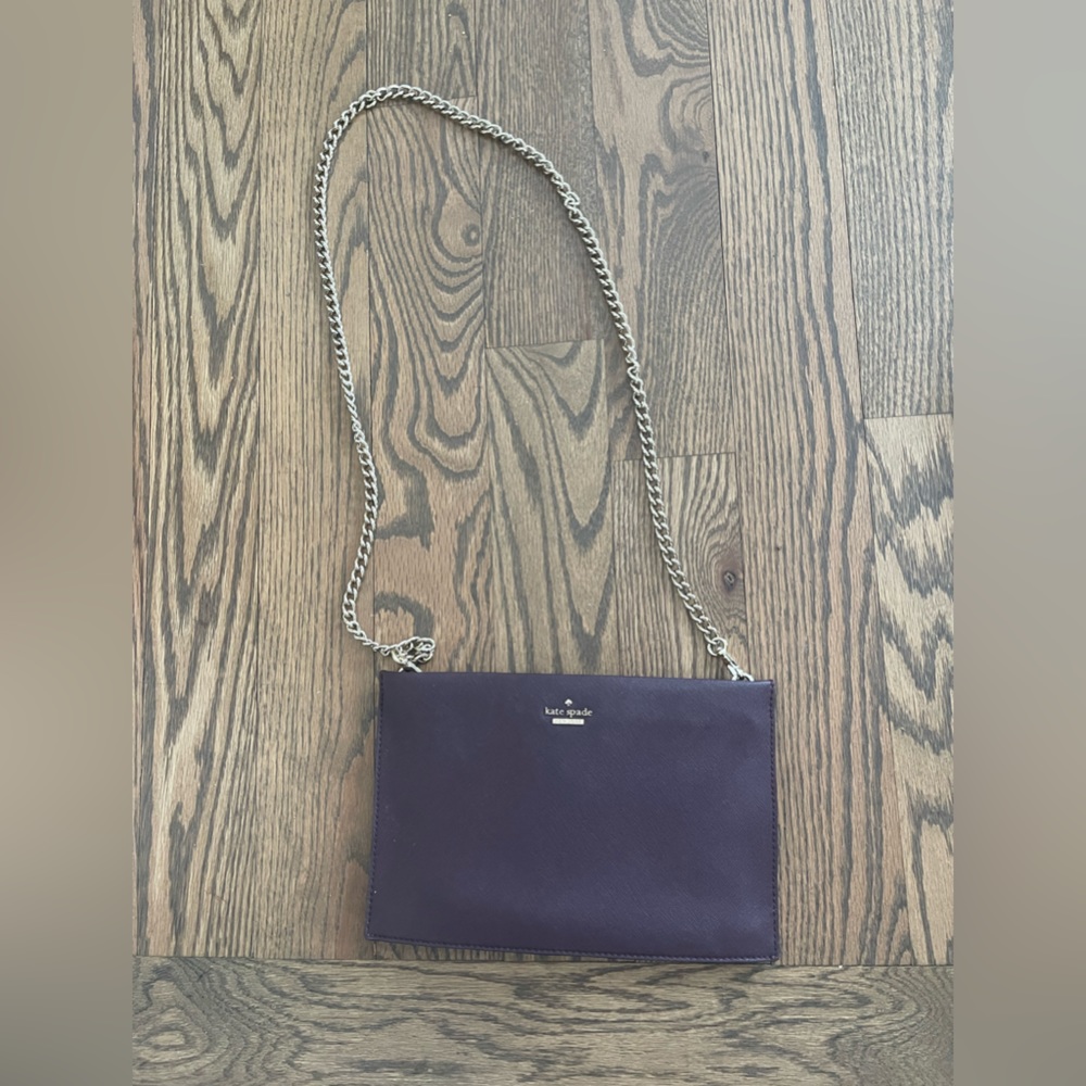 Kate Spade Eggplant clutch or shoulder bag, removable chain